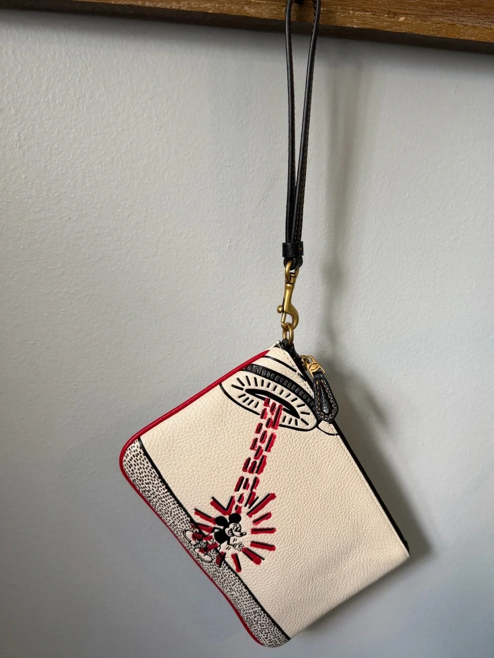 Coach x Disney Mickey Mouse Keith Haring UFO Small Wristlet Chalk C1177